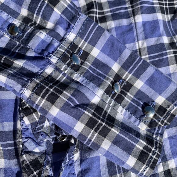 Banana Republic Blue Plaid Button Down Long Sleeve Top Size Small - Picture 4 of 5